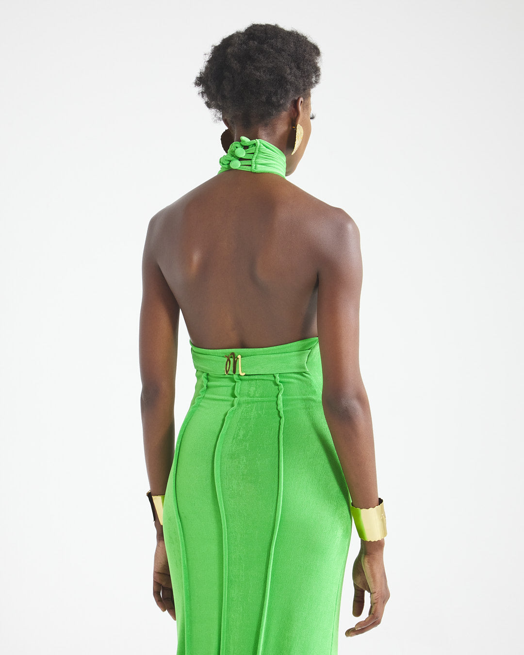 Malondie Acid-Green Slinky Maxi Dress