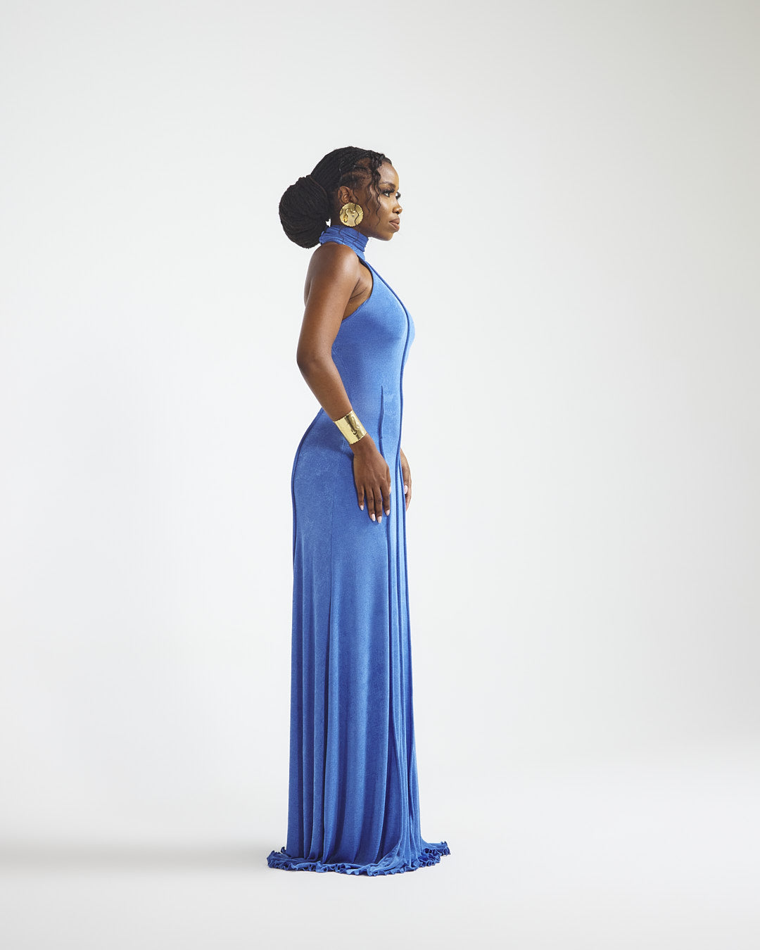 Malondie Sky Blue Slinky Maxi Dress