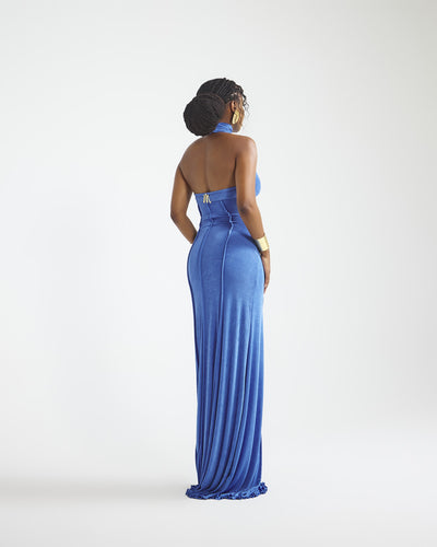 Malondie Sky Blue Slinky Maxi Dress